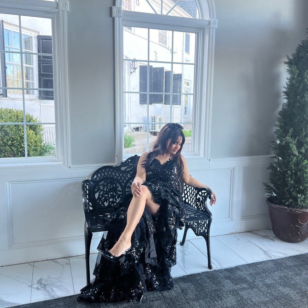 JJs House Black Sequin Evening Dress